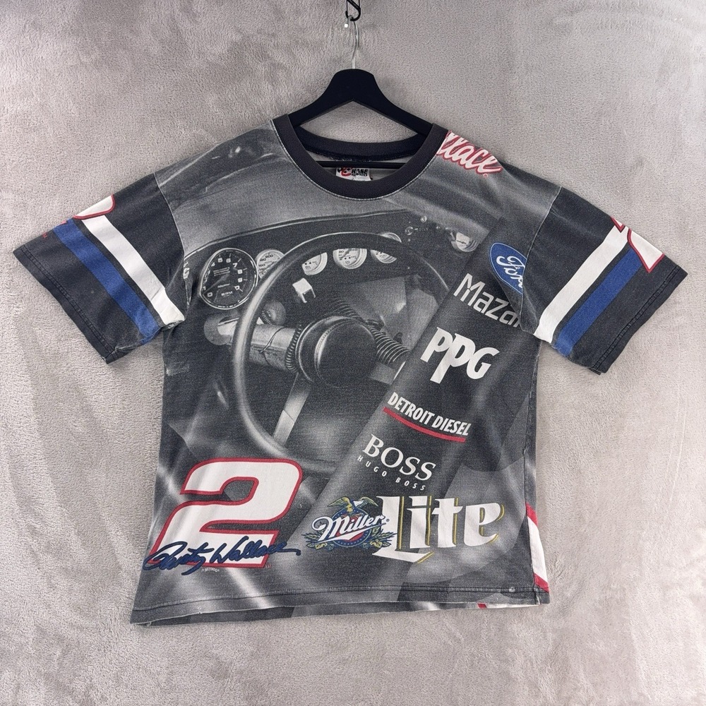 Chase Authentics Rusty Wallace T Shirt Mens Size Large Black NASCAR‎ Racing Y2K